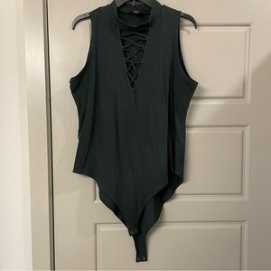 Dark Green Crisscross Bodysuit